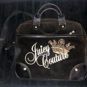 JUICY COUTURE Black Velour Laptop, Messenger Bag